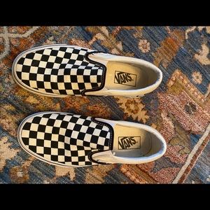 Vans black and white checkerboard slip ons Size 6.5 mens / 8.0 womens
